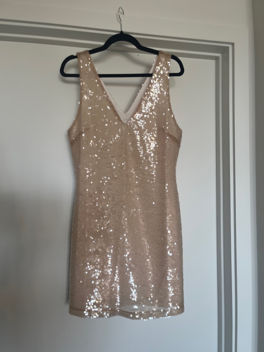 a new day Champagne Sequin V-Neck Mini Dress